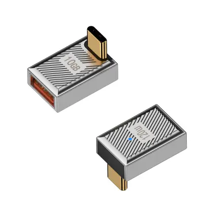 USB A ženski na USB-C moški adapter, pravi kot, 120 W, aluminijasta zlitina