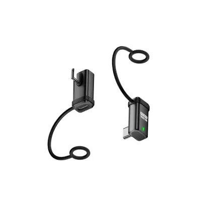 2-Pack 240W 120Gbps USB-C ženski na USB-C moški kotni adapter z vrvico Black