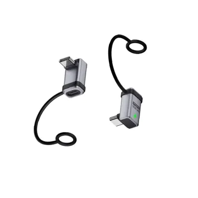 240W USB-C moški na moški 3D adapter pod pravim kotom - 120Gbps prenos podatkov (2 kosa) Silver
