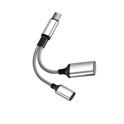 Vsestranski pretvornik Type-C v USB s podporo za polnjenje Silver