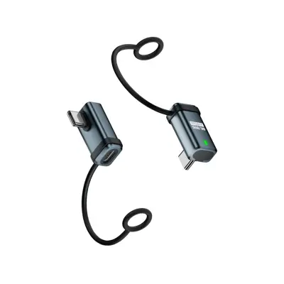 2-Pack 240W 120Gbps USB-C ženski na USB-C moški kotni adapter z vrvico Grey