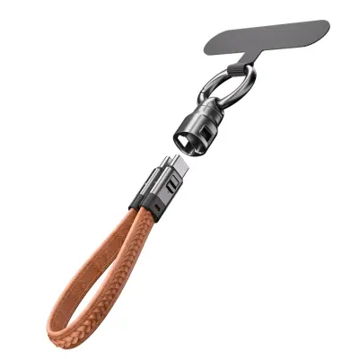Type-C na Type-C PD240W usnjen kabel za polnjenje z vrvico Brown