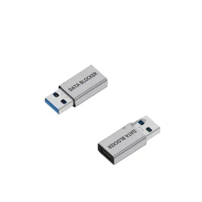 USB-C moški na USB-A ženski adapter za blokiranje podatkov (srebrn, 2 kosa) - varno polnjenje