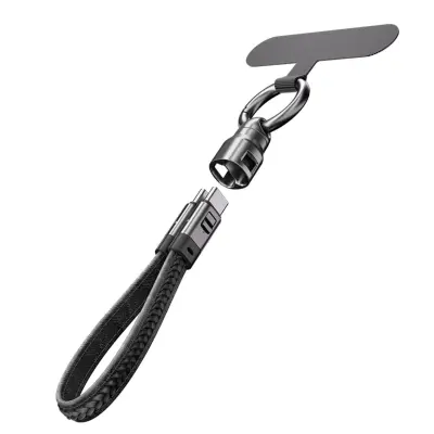 Type-C na Type-C PD240W usnjen kabel za polnjenje z vrvico Black