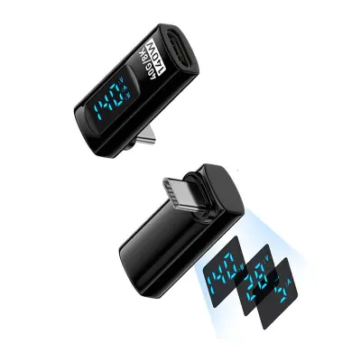 240W USB-C ženski na USB-C moški adapter z digitalnim zaslonom (2 kosa)
