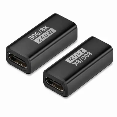 2-Pack 240W 80Gbps USB-C ženski na ženski adapter, podpira 8K@60Hz video Black