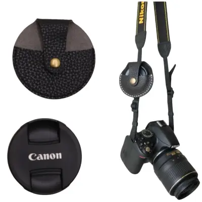 Zaščitni etui za pokrovček objektiva Canon, PU usnje Black S