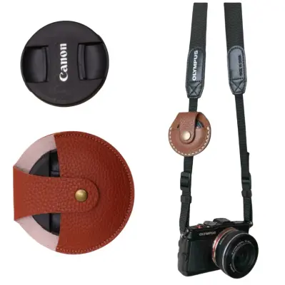 Zaščitni etui za pokrovček objektiva Canon, PU usnje Red M