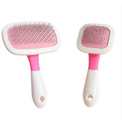 Samočistilni set krtač 360° za mačke in pse, inox zatiči Pink