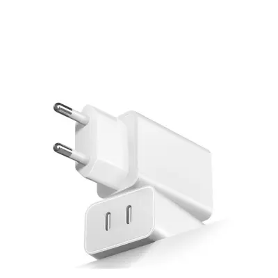 5V 2A EU dvojni USB-C zidni adapter 2-pack, V0 ohišje White