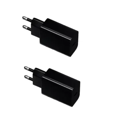 Kompaktni EU polnilec 5V2A USB-C 10W, 2 kosa, V0 ohišje Black