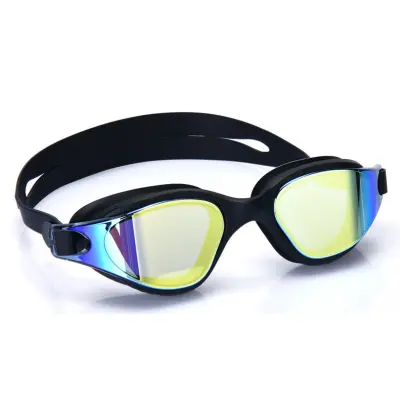 Enodelna silikonska plavalna očala z HD UV lečo in etuijem Black&Gold