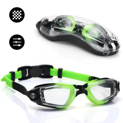 Plavalna očala s etuijem - proti megljenju, UV zaščita Black+Green