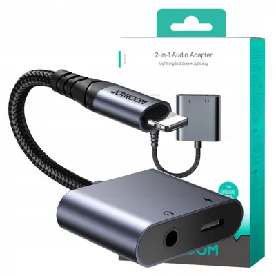 JOYROOM SY-L01 2V1 AVDIO ADAPTER LIGHTNING NA 3,5 MM + LIGHTNING (ČRN)