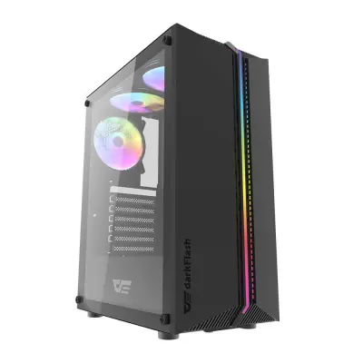 RAČUNALNIŠKO OHIŠJE DARKFLASH ZA PC ATX S 3 RGB LED VENTILATORJI ČRNO