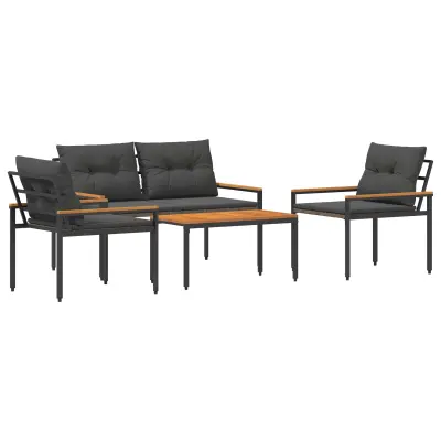 vidaXL Zunanji pohištveni set 4 pcs Temno siva poli ratan