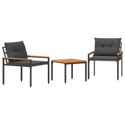 vidaXL Zunanji pohištveni set 3 pcs Temno siva poli ratan