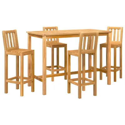 vidaXL zunanji barski set 5 pcs Naravna Trden tikov les