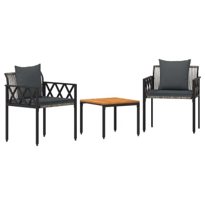 vidaXL Zunanji pohištveni set 3 pcs Siva in temno siva poli ratan