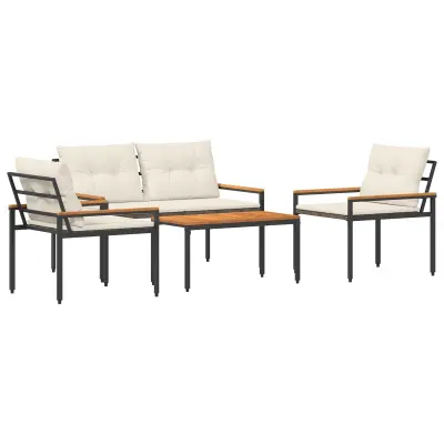 vidaXL Zunanji pohištveni set 4 pcs Kremno bela poli ratan