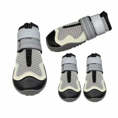 4-delni protizdrsni vodoodbojni pasji čevlji z reflektivnimi trakovi Black+Grey S