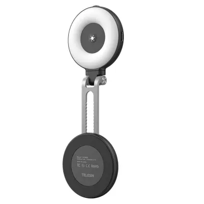Mini magnetična polnilna svetilka za telefon, 3-barvna, vrtljiva Črna