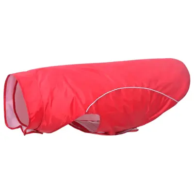vidaXL Pasji dežni plašč z odsevnimi trakovi poliester rdeč 3XL