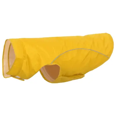 vidaXL Pasji dežni plašč z odsevnimi trakovi poliester rumen 4XL