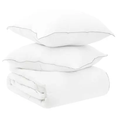 vidaXL Komplet odej z blazino Bela 200 x 240 cm Poliester, bambus