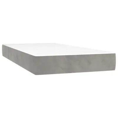 vidaXL Vzmetnica z žepkasto vzmetjo srednje trdote svetlo siva 100x203x20 cm žamet