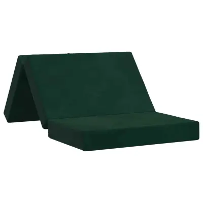 vidaXL Zložljiv kavč postelja 80 x 67 x 45 cm Temno zelena