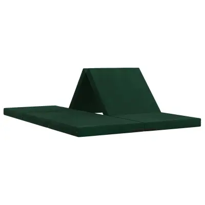vidaXL Zložljiv kavč postelja 140 x 67 x 45 cm Temno zelena
