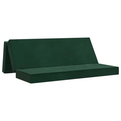 vidaXL Zložljiv kavč postelja 200 x 67 x 45 cm Temno zelena