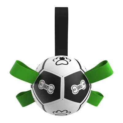 Napihljiva kostiasta igrača za pse 19cm s TPU odbojem in vrvmi White+green