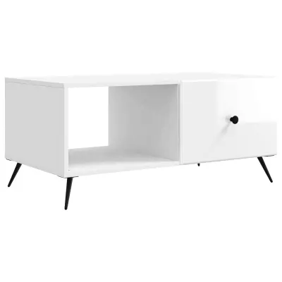 vidaXL Klubska miza Bela visok sijaj 90 x 50 x 40 cm Inženirski les