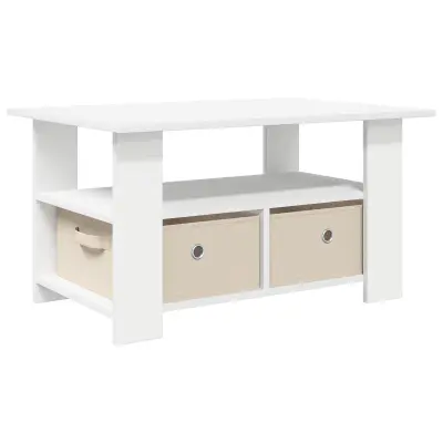 vidaXL Klubska miza s predalom Bela 77 x 55 x 42 cm Konstruiran les