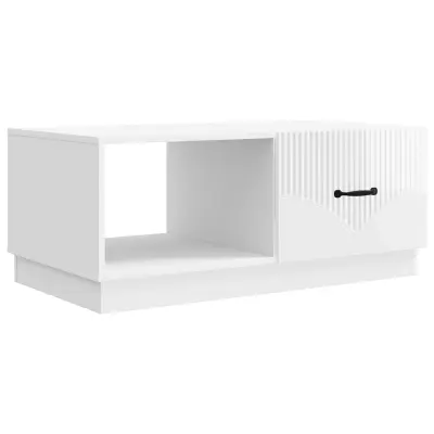 vidaXL Klubska miza Bela visok sijaj 90 x 50 x 37 cm Inženirski les