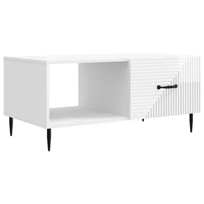 vidaXL Klubska miza Bela visok sijaj 90 x 50 x 40 cm Inženirski les