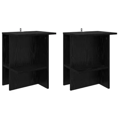 vidaXL Klubska miza 2 pcs Črni hrast 40 x 30 x 49 cm Inženirski les