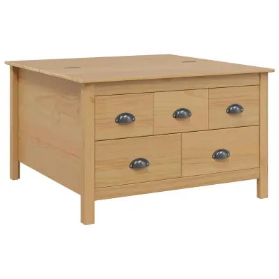 vidaXL Klubska miza s predalom HILL Medeno rjava 79.5 x 79.5 x 49 cm