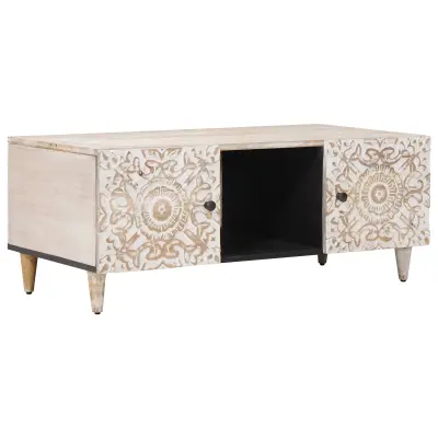 vidaXL Klubska miza Bela 100 x 54 x 40 cm Masiven les manga