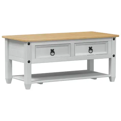 vidaXL Klubska miza s predalom Bela 100 x 48 x 45 cm Trdna borovina