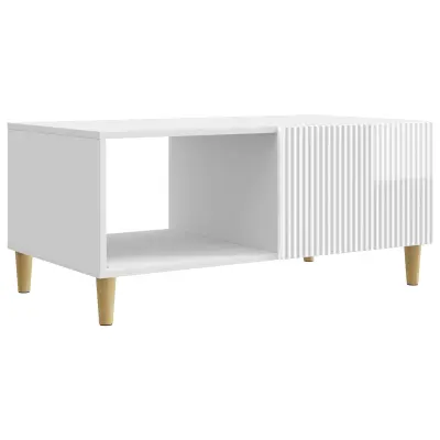 vidaXL Klubska miza Bela visok sijaj 90 x 50 x 40 cm Inženirski les