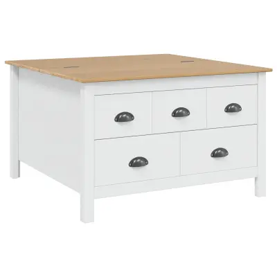 vidaXL Klubska miza HILL Bela in medena rjava 79.5 x 79.5 x 49 cm
