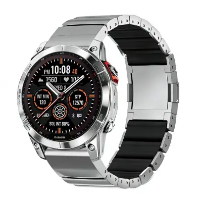 Hitro sproščljiva jeklena zapestnica z magnetno sponko, 26mm za Garmin Silver + Black