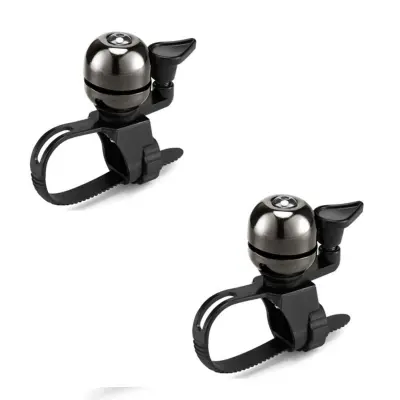 Mini kolesni zvonec 2-pack – bakrena prevleka, hitro namestitev Black