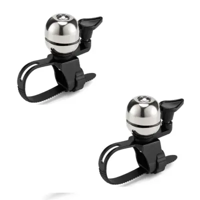 Mini kolesni zvonec 2-pack – bakrena prevleka, hitro namestitev Silver