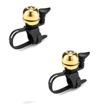 Mini kolesni zvonec 2-pack – bakrena prevleka, hitro namestitev Gold
