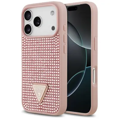 OVITEK GUESS Z LOGOM IN TRIKOTNIKOM ZA IPHONE 17 PRO, DIZAJNERSKI OVITEK