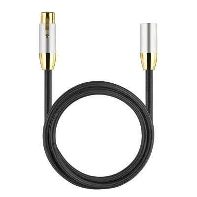 Srebrno-črni XLR kabel moški-ženski, OFC baker, najlon  5 m